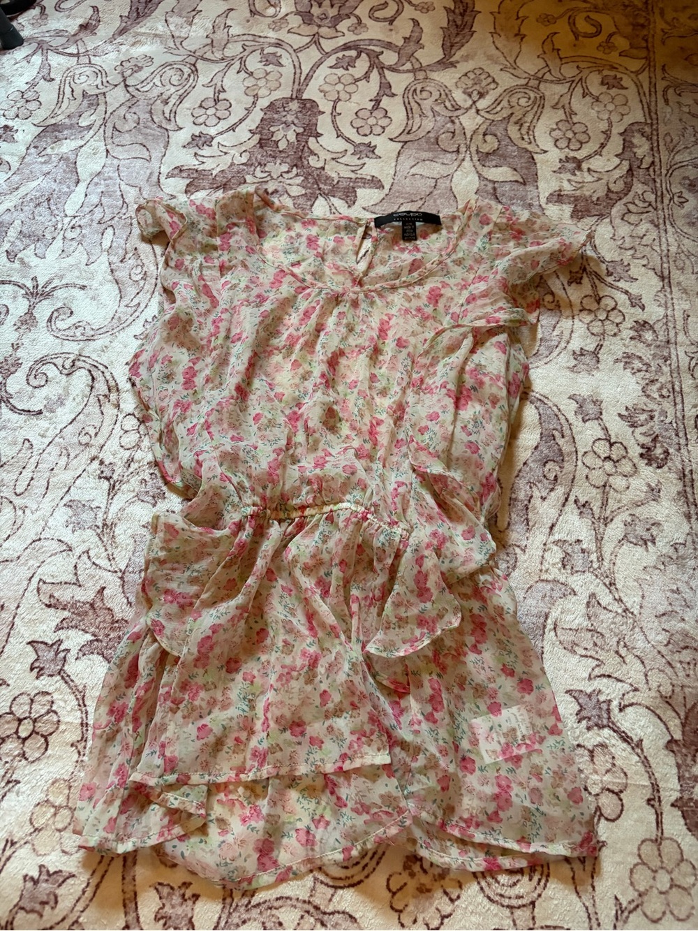 Pink Floral Ruffle blouse